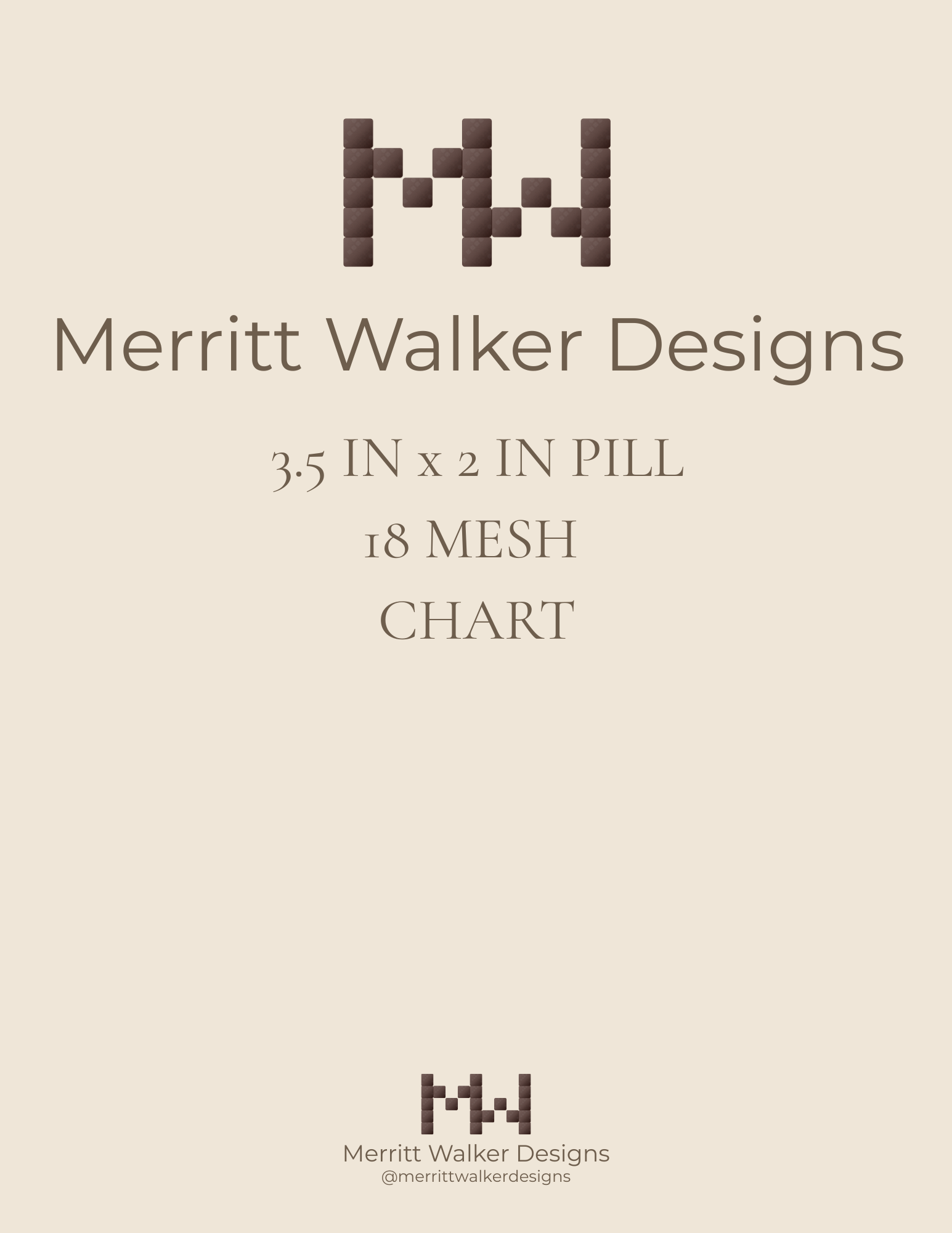 3.5" x 2" Pill Canvas Chart — 18 Mesh